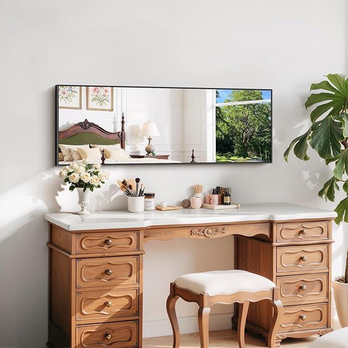 COFENY Black Bathroom Mirror for Wall, 16x48 Inch Rectangle Mirror with Metal Frame, Modern Vanity Mirrors for Bathroom Living Room, Entryway Hangs Horizontal or Vertical - ModernBath