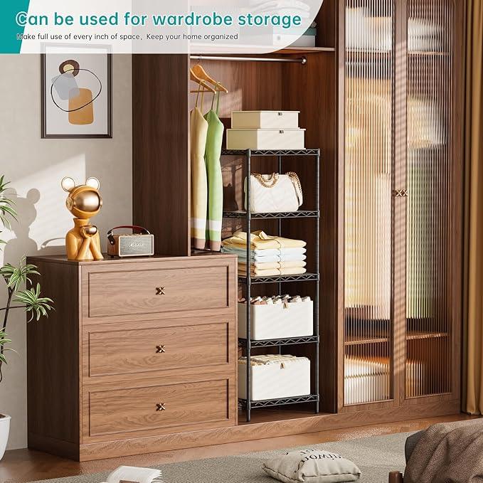 SINGAYE Shelf Closet Wire Shelving：Adjustable Metal Unit for Laundry Room Organization Bathroom Kitchen Home Storage with Wheels Small Pantry Rack Shelves - ModernBath