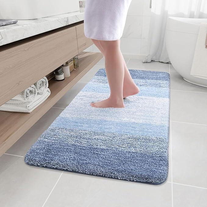 Arotive Microfiber Bathroom Rugs, Shaggy Soft and Absorbent Bath Rug, Non-Slip, Thick Plush Machine Washable Dry Bath Mats for Bathroom, Tub and Shower, 45x27, Light Blue, Rectangular - ModernBath