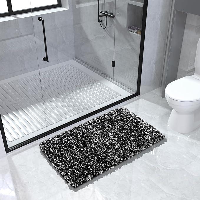 Yimobra Black and White Bathroom Rugs Non Slip Washable 36x24, Ultra Soft and Water Absorbent Bath Mats, Plush Fluffy Shower Mat Outside, Luxury Microfiber Thick Matts for Bathroom Floor/Tub - ModernBath
