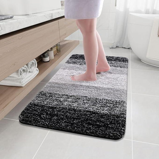 Arotive Microfiber Bathroom Rugs, Shaggy Soft and Absorbent Bath Rug, Non-Slip, Thick Plush Machine Washable Dry Bath Mats for Bathroom, Tub and Shower, 44x24, Black, Rectangular - ModernBath