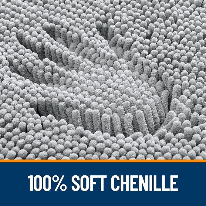 OLANLY Bathroom Rugs 40x32, Extra Soft Absorbent Chenille Bath Rugs, Rubber Backing Quick Dry, Machine Washable Bath Mats for Bathroom Floor, Tub and Shower, Home Decor Accessories, Light Grey - ModernBath