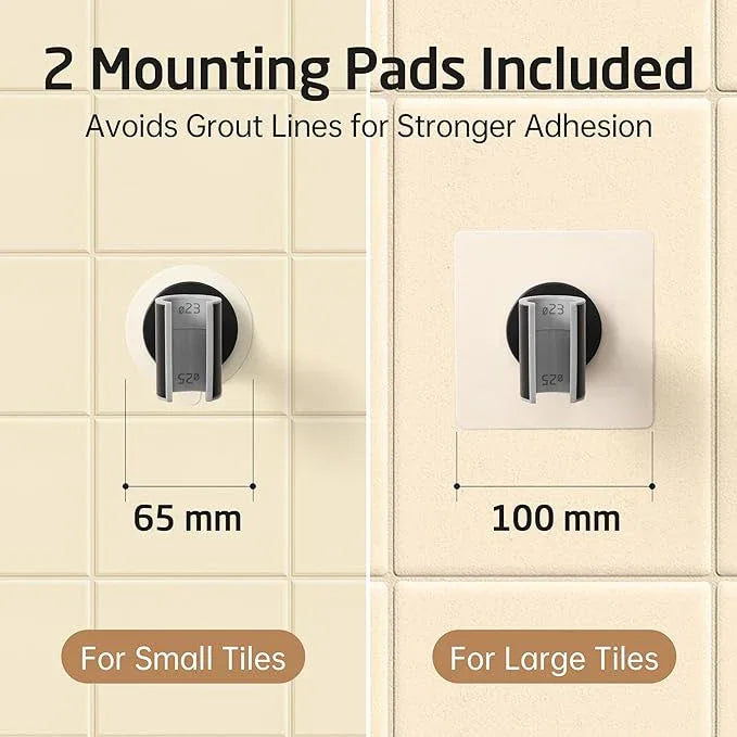 KES Upgraded Dual Size Opening Shower Head Holder, Black, 2X Strong Adhesion, 18/8 Stainless Steel, Adhesive Mount, 1 Count - ModernBath