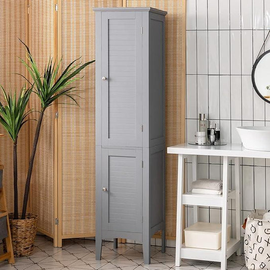 Giantex Storage Cabinet, Bathroom High Cabinet with 5 Tier Storage Shelves, Narrow Tall Organizer for Bathroom, Kitchen, Living Room,Linen Tower, Freestanding Slim Floor Cabinet, Grey - ModernBath