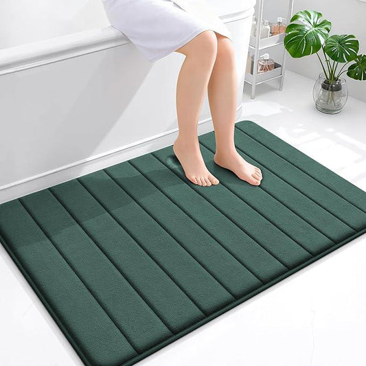 OLANLY Memory Foam Bath Mat 44x32, Super Soft Absorbent Bathroom Rugs, Quick Dry, Machine Washable Shower Floor Rugs, Bathmat Carpet, Bathroom Home Decor Accessories, Blackish Green - ModernBath