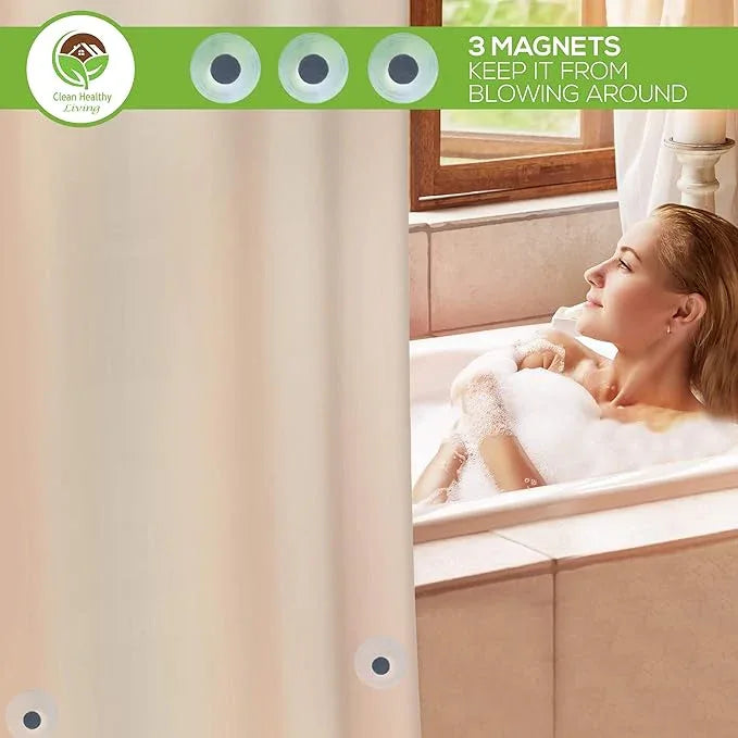 Clean Healthy Living Premium PEVA Taupe Shower Curtain Liner with Magnets & Suction Cups - 70 X 71 inches Long - ModernBath