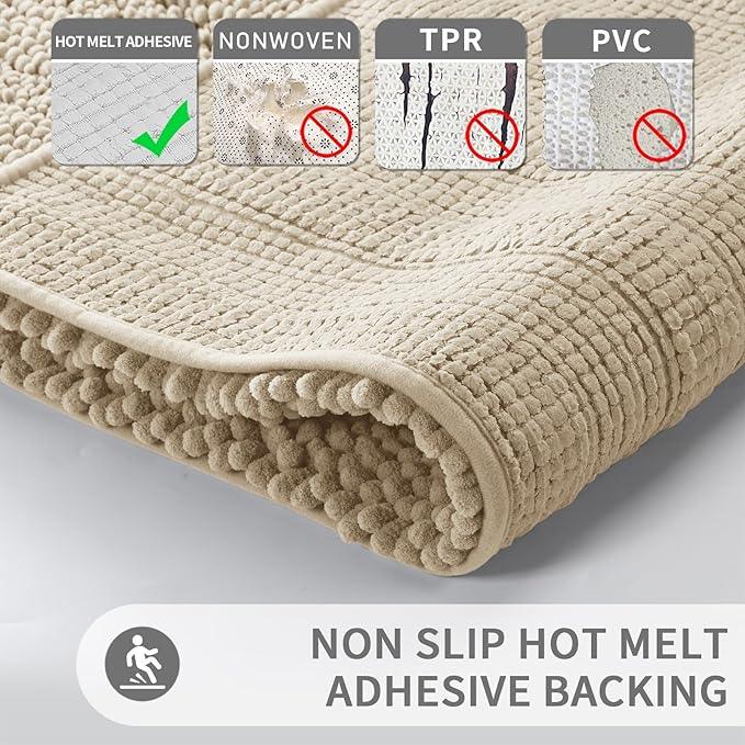 Yimobra Toilet Rugs U Shaped Washable 24 x 20, Non Slip and Super Absorbent Toilet Mat, Quick Dry, Ultra Luxury Microfiber Chenille Plush Fluffy Contour Bath Rugs for Toilet Base, Camel - ModernBath