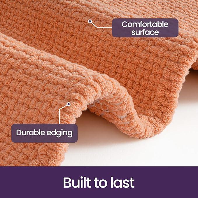 DEXI Bathroom Rugs 16x24, Non Slip Washable Bath Mat, Absorbent Chenille Bathmat, Ultra Soft Thick Carpet for Tub Shower Floor, Orange - ModernBath