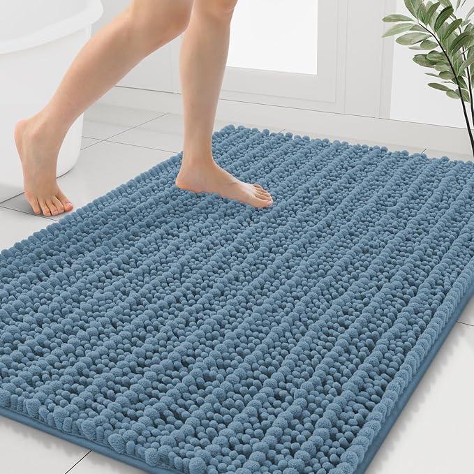 Smiry Bathroom Rugs Mat 40x32, Extra Soft Absorbent Chenille Bath Rugs, Non Slip Rubber Backing Machine Washable Quick Dry Bath Mats for Bathroom Floor, Tub, Shower, Home Accessories, Grayish Blue - ModernBath