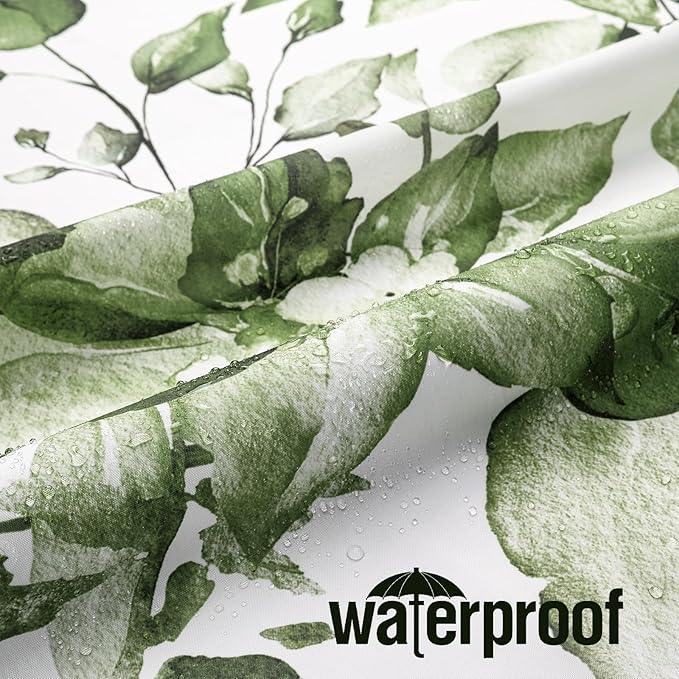 Gibelle Small Stall Shower Curtain 36 x 72, Narrow Half Olive Green Floral Shower Curtain for Bathroom, Watercolor Plant Eucalyptus Leaves Fabric Shower Curtain Set - ModernBath