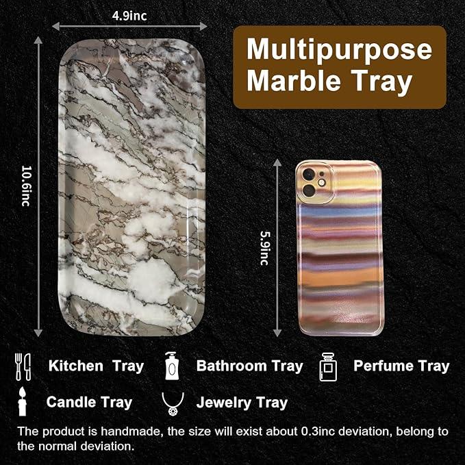 SWRONP Marble Tray for Kitchen Counter,Stone Tray for Bathroom Countertop,Coffee Table,Vanity Decor Trays,Small Dresser Storage for Perfumes,Candles,Jewelry(Violet) - ModernBath