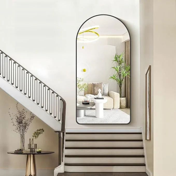 FORBATH Large Arched Wall Mirror 60x30 Inch, Black Arched Full Length Mirror with Aluminum Frame for Bedroom, Fireplace,Entryway,Living Room,Home Decor,Hanging or Leaning Against Wall - ModernBath