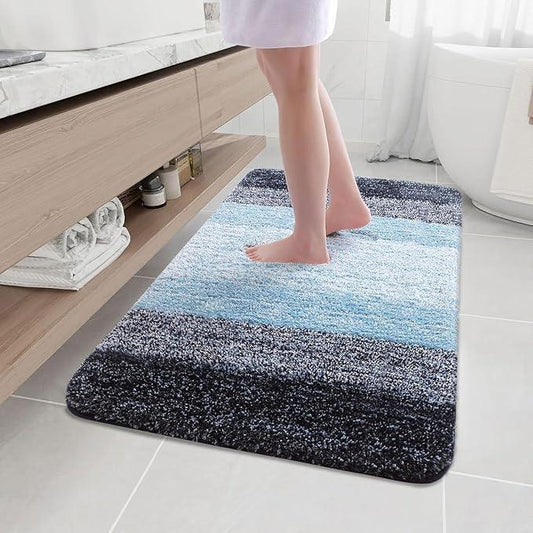 Arotive Microfiber Bathroom Rugs, Shaggy Soft and Absorbent Bath Rug, Non-Slip, Thick Plush Machine Washable Dry Bath Mats for Bathroom, Tub and Shower, 44x32, Blue, Rectangular - ModernBath