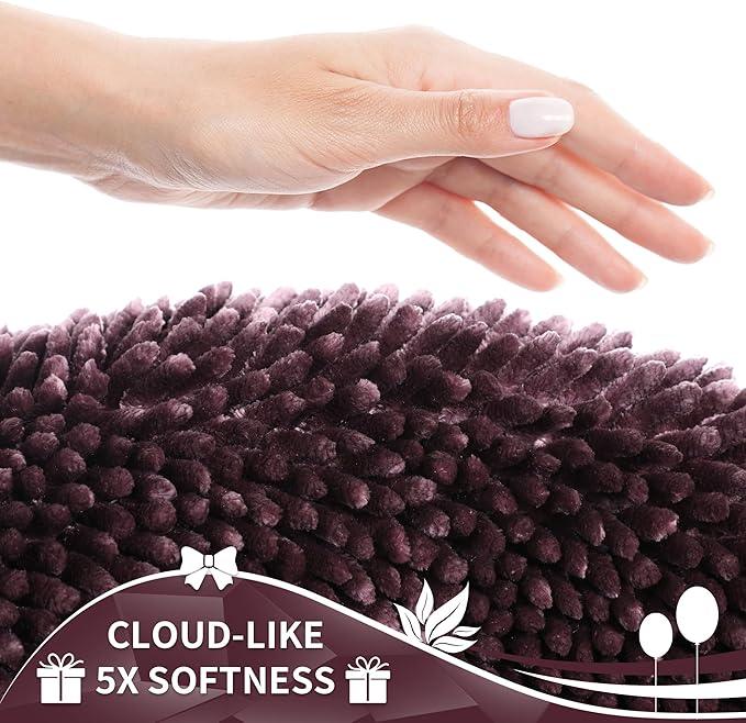 Yimobra Toilet Rugs U Shaped Washable, Extra Thick Soft Absorbent Chenille Contour Bathroom Rugs for Toilet 24x20 Inch, Quick Dry Non Slip Toilet Mat for Bath Floor, Purple Grey - ModernBath
