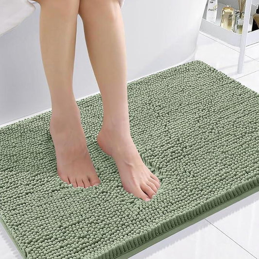 Smiry Luxury Chenille Bathroom Rugs 36x24, Extra Soft and Absorbent Shaggy Bath Mat, Machine Washable, Non-Slip Plush Carpet Runner for Tub, Shower, and Floor, Home Decor Accessories, Sage Green - ModernBath