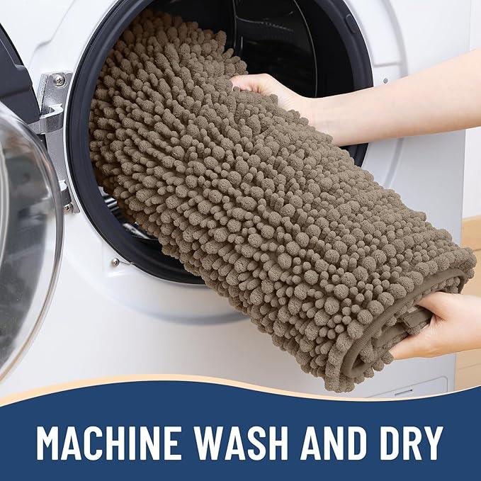 Arotive Luxury Chenille Bathroom Rug Mat, Extra Soft Thick Absorbent Shaggy Bath Rugs, Non-Slip Machine Wash Dry, Plush Bath Mats for Bathroom, Shower and Tub, 70x24, Camel - ModernBath