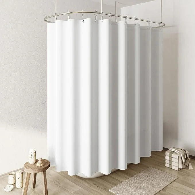 Naturoom Extra Wide White Shower Curtain, Linen Textured Fabric Shower Curtain Set with Hooks, Simple Elegant Modern Farmhouse Country Ultra Thick Bath Curtains for Bathroom, 108x72 - ModernBath