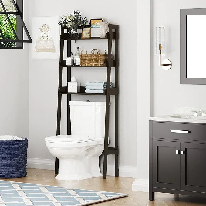 UTEX Over The Toilet Storage, 3-Tier Bathroom Shelves Over Toilet, Behind Toilet Bathroom Organizer (Espresso) - ModernBath