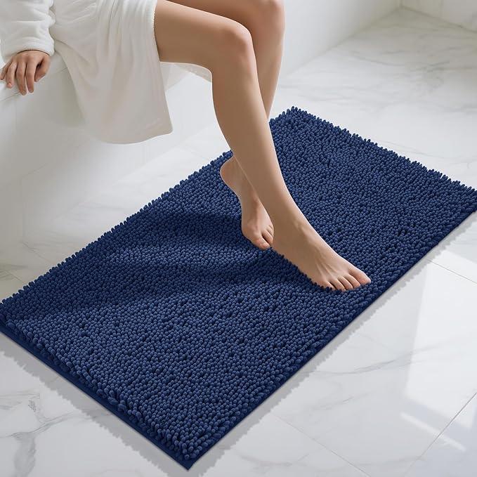 Yimobra Long Bathroom Rugs 44"x24", Extra Soft Non Slip Bath Mat for Tub, Super Absorbent Quick Dry Shaggy Rug Floor Carpet, Machine Washable,Navy Blue - ModernBath