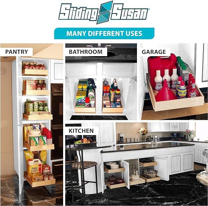 SlidingSusan Pull Out Drawer Organizer for Cabinets, Gliding Soft Close Shelves for Kitchen, Pantry, Bathroom, & Storage Organization, Hard Rock with MDF Core, 20 Inch Wide x 21 Inch Deep - ModernBath