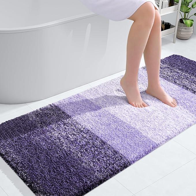 OLANLY Bathroom Runner Rugs 54x24, Extra Soft Absorbent Microfiber Bath Rugs, Rubber Backing, Quick Dry, Machine Washable Bath Mats for Bathroom Floor, Tub and Shower, Home Decor Accessories, Violet - ModernBath