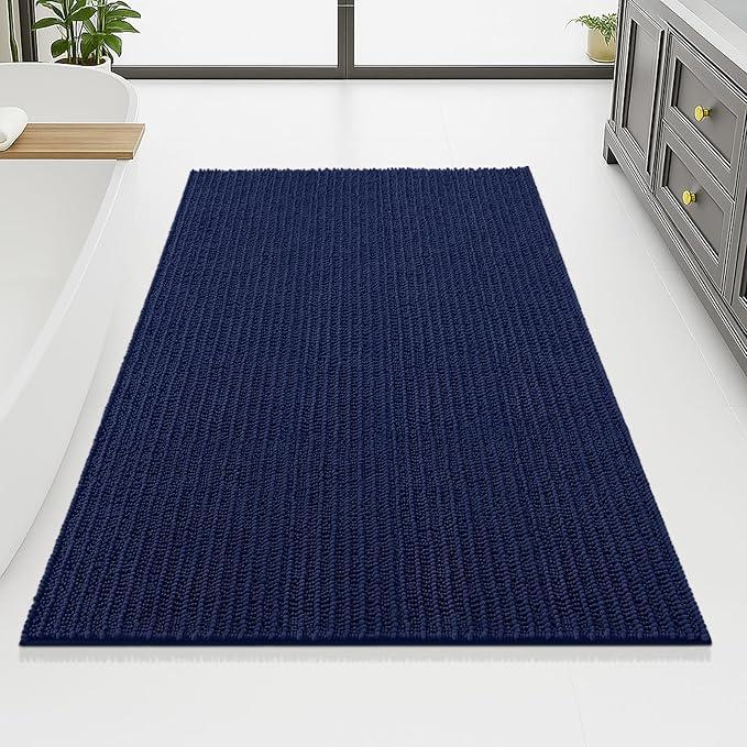 Arotive Luxury Chenille Bathroom Rug Mat, Extra Soft Thick Absorbent Shaggy Bath Rugs, Non-Slip Machine Wash Dry, Plush Bath Mats for Bathroom, Shower and Tub, 70x46, Navy - ModernBath