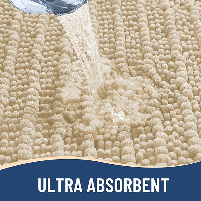 Arotive Luxury Chenille Bathroom Rug Mat, Extra Soft Thick Absorbent Shaggy Bath Rugs, Non-Slip Machine Wash Dry, Plush Bath Mats for Bathroom, Shower and Tub, 24x16, Cream Beige - ModernBath