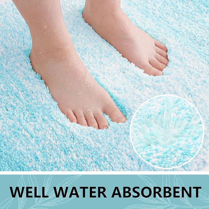 Arotive Microfiber Bathroom Rugs, Shaggy Soft and Absorbent Bath Rug, Non-Slip, Thick Plush Machine Washable Dry Bath Mats for Bathroom, Tub and Shower, 24x16, Sky Blue, Rectangular - ModernBath