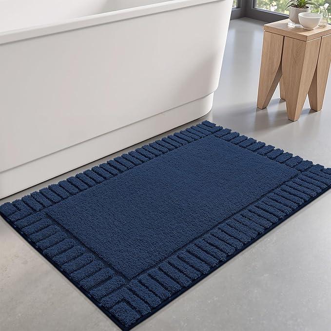 LUMI Bathroom Rugs Non Slip with Rubber Backing, Extra Soft Plush Microfiber Bath Rug Absorbent, Machine Washable Bath Mat Quick Dry for Tub, Shower, Hotel, Blue, 24"x36" - ModernBath