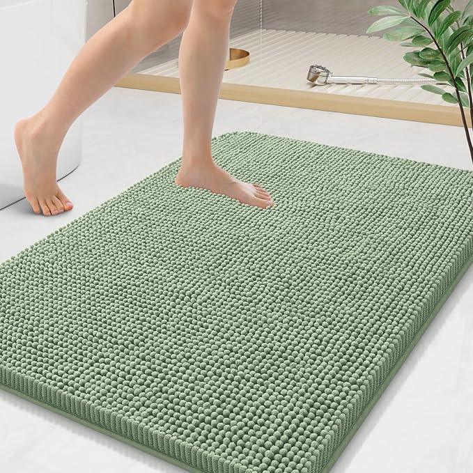 Arotive Bathroom Rugs 36x24, Extra Soft Absorbent Shaggy Chenille Bath Rugs, Machine Washable Rubber Backing Non-Slip Bath Mats for Bathroom Floor Tub and Shower, Home Decor Accessories, Sage Green - ModernBath