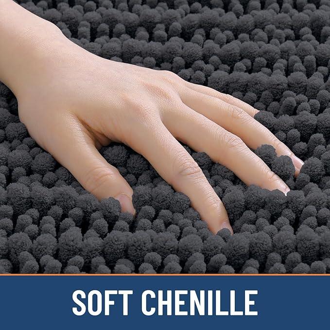 Smiry Bathroom Rugs Mat 30x20, Extra Soft Absorbent Chenille Bath Rugs, Non Slip Rubber Backing Machine Washable Quick Dry Bath Mats for Bathroom Floor, Tub, Shower, Home Decor Accessories, Dark Grey - ModernBath