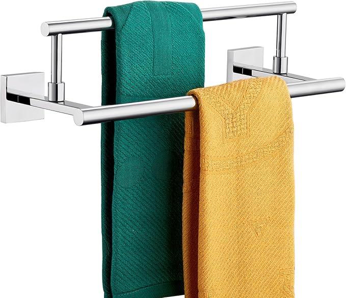 KOKOSIRI Towel Bars Chrome 16-Inch Bathroom Double Towel Holder for Garage Kitchen Toilet Wall Mount Polished Stainless Steel B5009CH-L16 - ModernBath