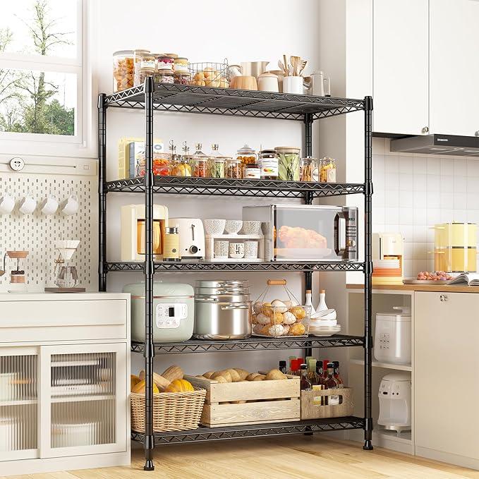 REIBII 5-Tier Wire Shelving Rack Storage Shelves Metal Shelves,1020 LBS Adjustable Heavy Duty Metal Shelving Units and Storage for Garage Pantry Bathroom 29" W X 14" D X 63" H - ModernBath