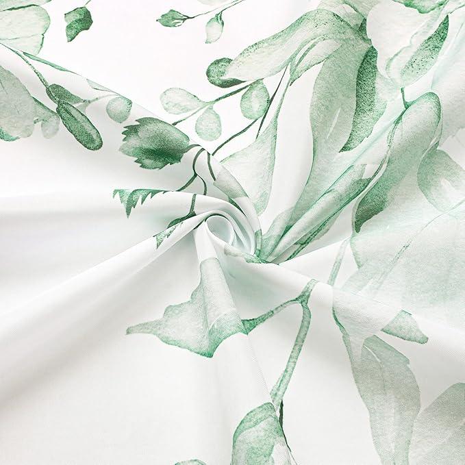 Gibelle Small Stall Shower Curtain 36 x 72, Narrow Half Mint Green Floral Shower Curtain for Bathroom, Watercolor Plant Eucalyptus Leaves Fabric Shower Curtain Set - ModernBath