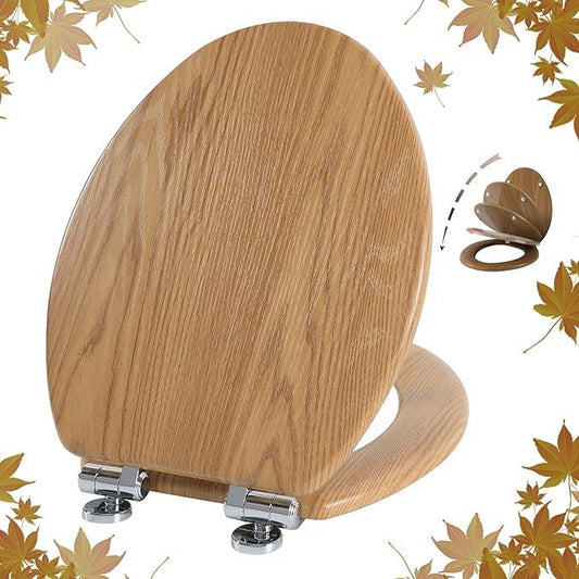 Elongated Toilet Seat Molded Wood Toilet Seat with Quietly Close and Quick Release Hinges, Easy to Install also Easy to Clean by Angol Shiold (Elongated, Original style) - ModernBath