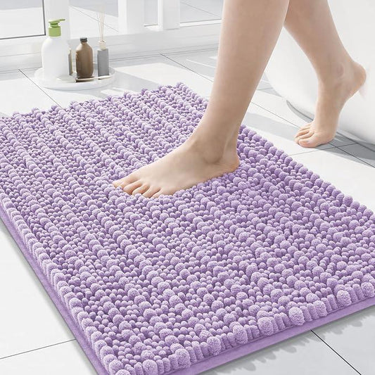 Arotive Luxury Chenille Bathroom Rug Mat, Extra Soft Thick Absorbent Shaggy Bath Rugs, Non-Slip Machine Wash Dry, Plush Bath Mats for Bathroom, Shower and Tub, 24x16, Light Purple - ModernBath