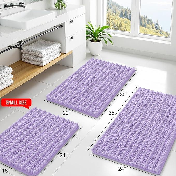 Smiry Bathroom Rugs Mat 24x16, Extra Soft Absorbent Chenille Bath Rugs, Non Slip Rubber Backing Machine Washable Quick Dry Bath Mats for Bathroom Floor, Tub, Shower, Home Decor Accessories, Purple - ModernBath