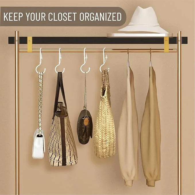 Blau Marité 6 Purse Hanger for Closet. Tote Hanger. S-Shaped Hooks S Hooks Twist Design. Anti Drop S-Shaped Hook for Hanging Handbags with Safety Buckle to Prevent Falls. Heavy Duty. (White, Twisted) - ModernBath
