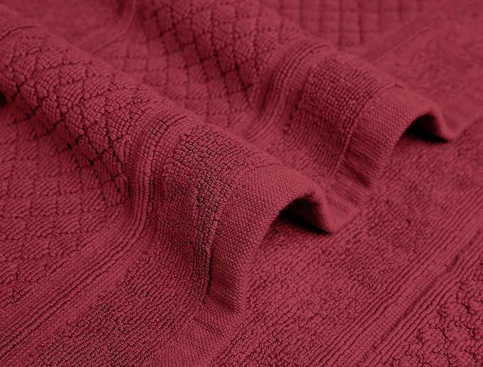 Avalon Towels Red Bath Mat - 100% Cotton Set of 2 Absorbent Bathmat - Bathroom Mats Quick Dry Bath Mats for Bathrooms (22x34 Inches) - ModernBath