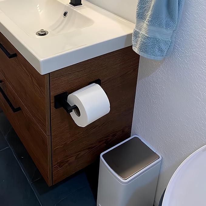 Matte Black Toilet Paper Holder Wall Mount, Bathroom Toilet Paper Holder for SUS 304 Stainless Steel, Double Post Pivoting Square Toilet Paper Roll Holder for Bathroom RV Paper Towels for TP - ModernBath