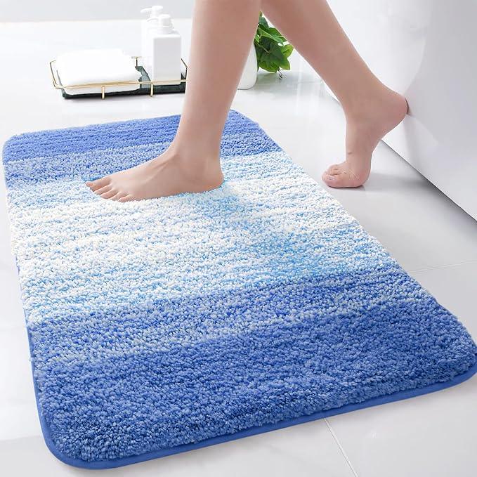 Arotive Microfiber Bathroom Rugs, Shaggy Soft and Absorbent Bath Rug, Non-Slip, Thick Plush Machine Washable Dry Bath Mats for Bathroom, Tub and Shower, 24x16, Light Royal Blue, Rectangular - ModernBath