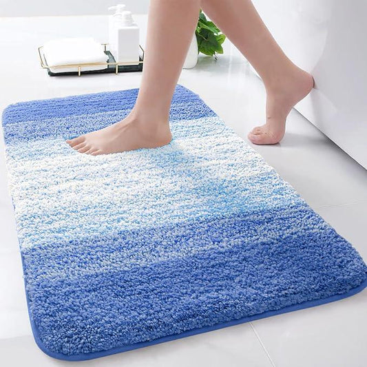 Arotive Microfiber Bathroom Rugs, Shaggy Soft and Absorbent Bath Rug, Non-Slip, Thick Plush Machine Washable Dry Bath Mats for Bathroom, Tub and Shower, 24x16, Light Royal Blue, Rectangular - ModernBath