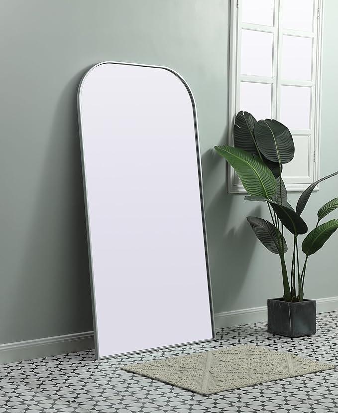 Illuminate, Metal Frame Arch Full Length Mirror 35X66 Inch in, Modern, Silver - ModernBath