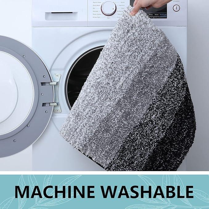 Arotive Microfiber Bathroom Rugs, Shaggy Soft and Absorbent Bath Rug, Non-Slip, Thick Plush Machine Washable Dry Bath Mats for Bathroom, Tub and Shower, 59x24, Black, Rectangular - ModernBath
