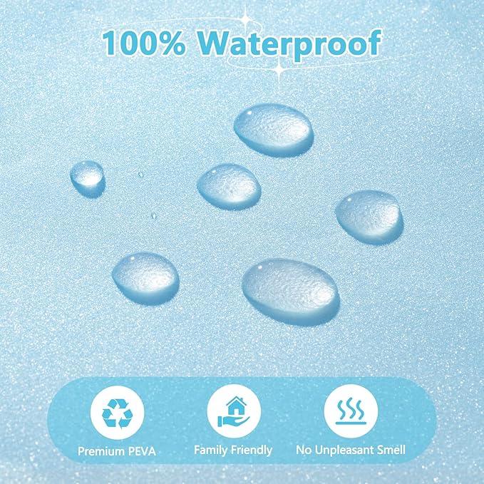 Seenus Waterproof Plastic Glitter Shower Curtain Extra Long 72 x 78 Inch, Sparkle PEVA Shower Curtain Liner with 3 Large Magnets, Sky Blue Blingbling Bathroom Decor Shower Curtain - ModernBath