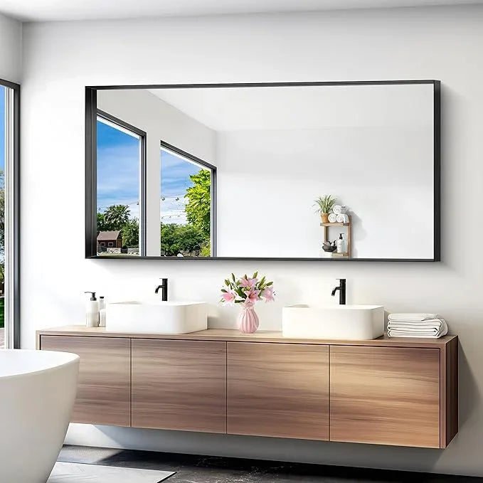 NIMURY Black Bathroom Mirror, 72x36 Inch Rectangular Deep Frame Mirror, Large Wall Mounted Bathroom Vanity Mirror Over Sink for Bedroom,Restroom, Living Room, Hangs Vertically or Horizontally - ModernBath