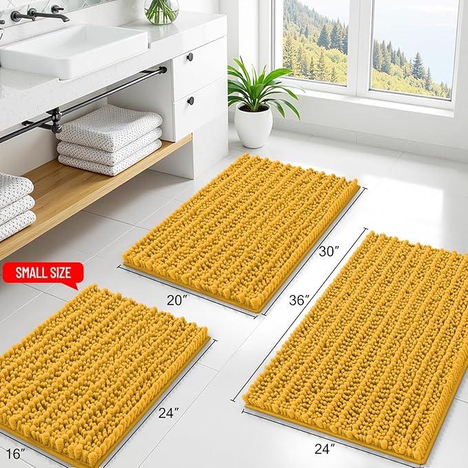 Smiry Bathroom Rugs Mat 24x16, Extra Soft Absorbent Chenille Bath Rugs, Non Slip Rubber Backing Machine Washable Quick Dry Bath Mats for Bathroom Floor, Tub, Shower, Home Accessories, Golden Yellow - ModernBath