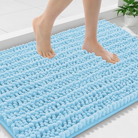 Smiry Bathroom Rugs Mat 36x24, Extra Soft Absorbent Chenille Bath Rugs, Non Slip Rubber Backing Machine Washable Quick Dry Bath Mats for Bathroom Floor, Tub, Shower, Home Decor Accessories, Sky Blue - ModernBath