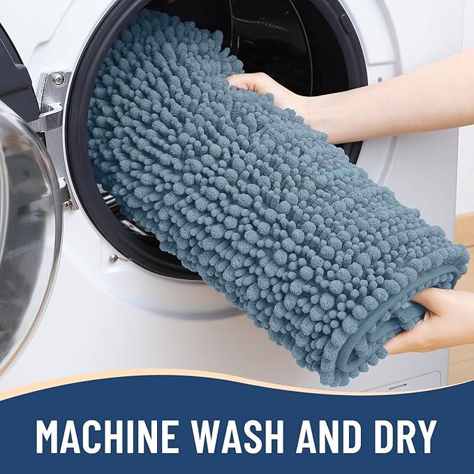 Arotive Luxury Chenille Bathroom Rug Mat, Extra Soft Thick Absorbent Shaggy Bath Rugs, Non-Slip Machine Wash Dry, Plush Bath Mats for Bathroom, Shower and Tub, 30x20, Smoky Gray - ModernBath