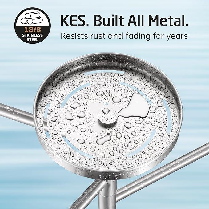 KES Hot Tub Towel Rack Outdoor with 1.5X Heavier Natural Marble Weighted Base, Pool Towel Rack with 360° Adjustable Arms & Storage Tray, 18/8 Stainless Steel, Brushed Steel, OTR203-2 - ModernBath